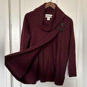 Ellen Tracy 100% Merino Wool Dark Cherry Red Wrap Sweater Small